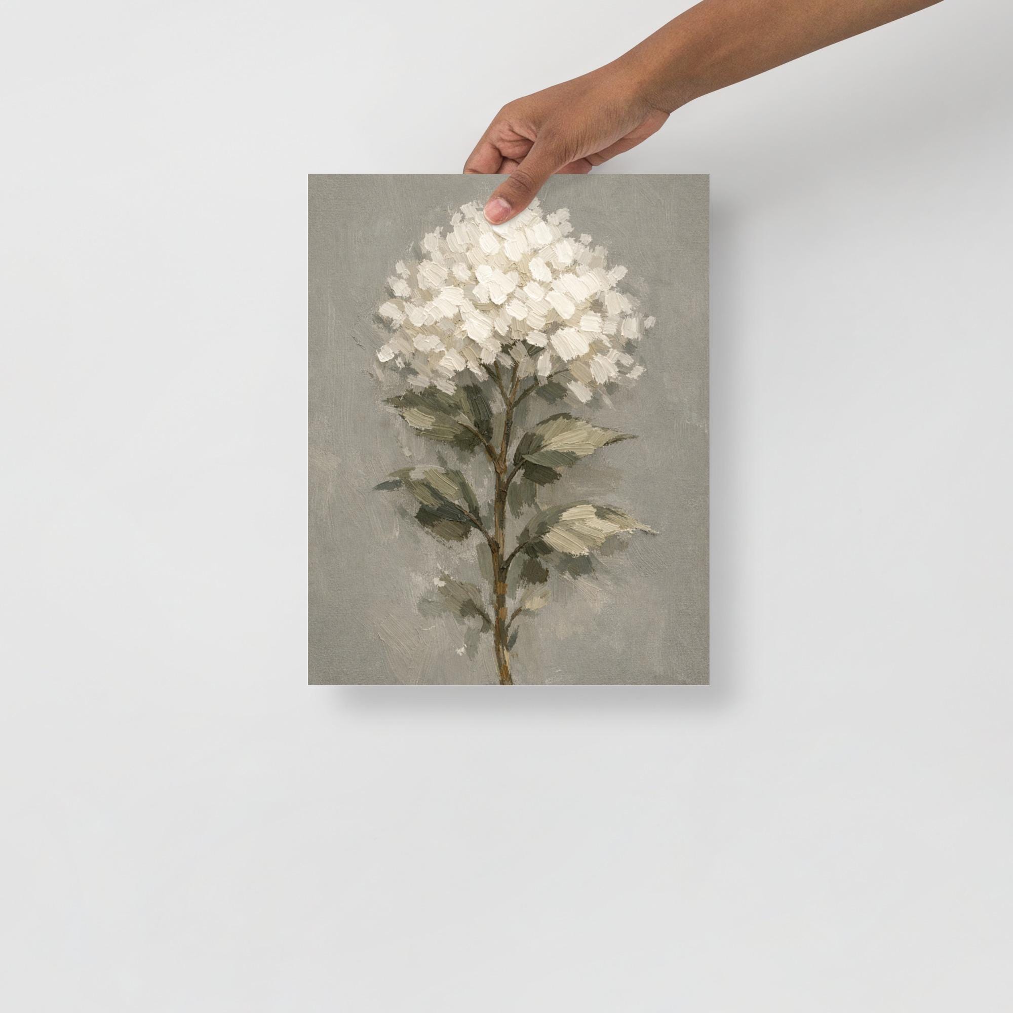 White Hydrangea Oil Painting Print, Neutral Wall Art, Floral Artwork ...