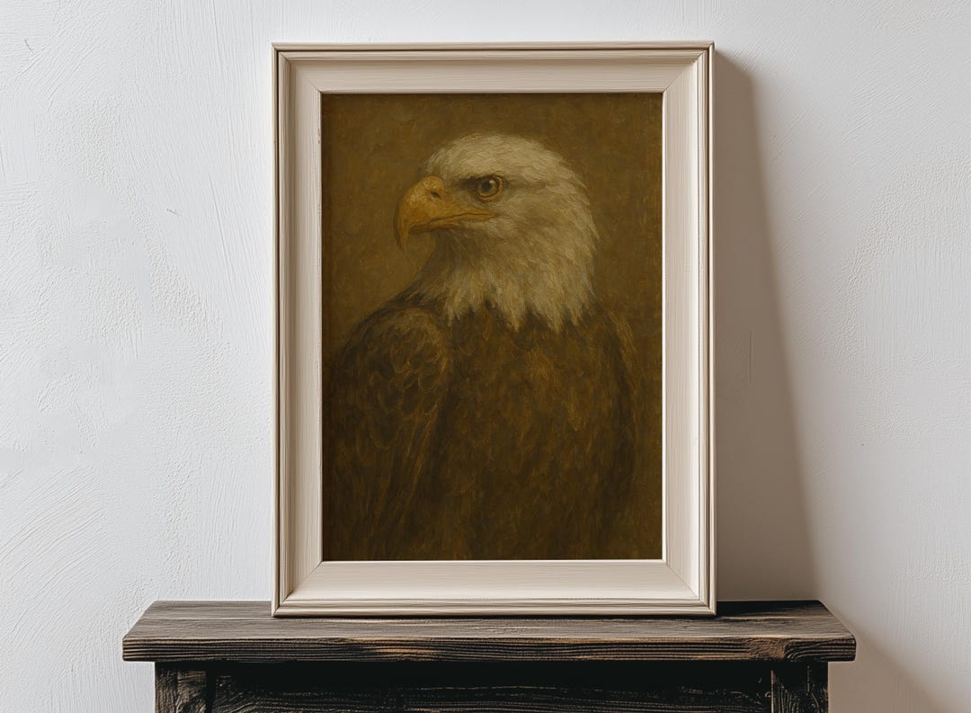 Bald Eagle Original Oil Painting Print: Rustic American Symbol Wall Art ...