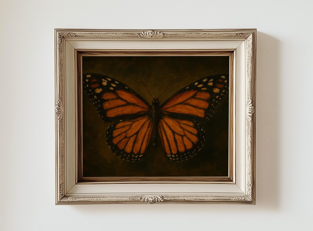 Monarch Butterfly Original Oil Painting Print Wall Art – Moody Oil ...