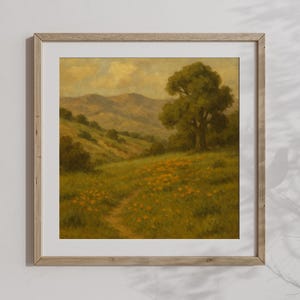 California Landscape Print Original Oil Painting Print Wildflower Field Tree Path Countryside Wall Art
