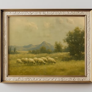 Sheep Art Print Sheep Painting Oil Original Lamb Painting French Farmhouse Moody Boho Décor Scottish Wooly Blackface Sheep Art