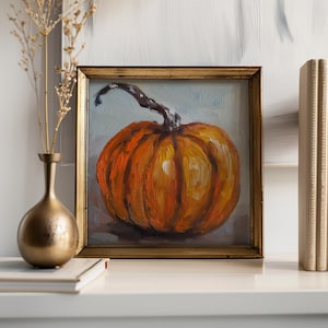 Kürbis Malerei Druck von original Ölgemälde Orange Kürbis Herbst Dekoration Herbst Dekor Kürbis Kunst