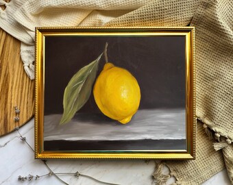 Moody Lemon Art Print Lemon Artwork Lemon Art Print Fruit Lemon Art Kitchen Lemon Art Original Lemon Art for Gift Original Oil Painting