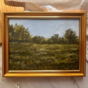 Oil Painting Original Landscape Farmhouse Wall Art Muted Moody Landscape Painting Rural Rustic Landscape Neutral Original Art
