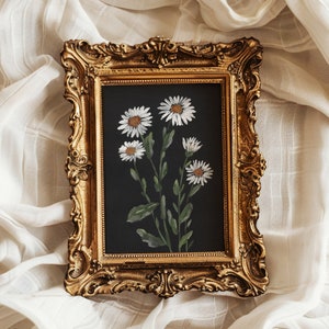デイジーの絵画プリント ボヘミアンデイジーアート ホワイトデイジーアートプリント セージグリーン 繊細な花のアート 小さな野の花のアート 装飾 プロヴァンス 落ち着いたアート