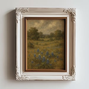 Bluebonnet Painting Art PRINT Texas Painting Oil Original Art Bluebonnet Artwork Floral Farmhouse Wall Art Autumn Fall Painting