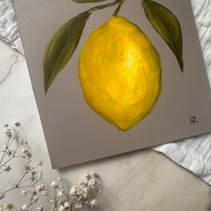 Original Oil Painting Lemon Painting Hand Painted Art Unframed Lemon Still Life Painting Lemon Wall Art Fruit Artwork Moody Oil Painting image 10