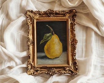 Pear Artwork Pear Art Print Moody Fruit Art Original Oil Painting French Fruit Art Food Fruit Artwork