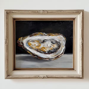 Oyster Print Original Oil Painting Still Life Painting Sea Food Art Oyster Wall Art Home Decor Food Moody Classic Oil Painting