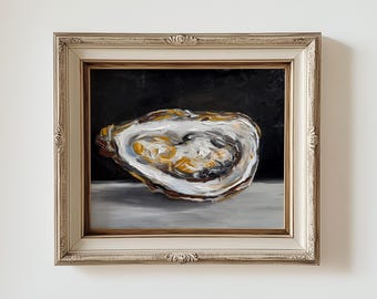 Oyster Print Original Oil Painting Still Life Painting Sea Food Art Oyster Wall Art Home Decor Food Moody Classic Oil Painting