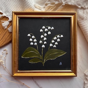 Maiglöckchen Kunst Ölgemälde Original Bauernhaus Wandkunst Rustikale Wohnkultur ländliche Malerei Blumen Kunst Blumen Ölgemälde