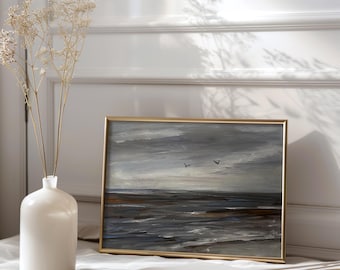 Coastal Art Seagulls Oil Painting Seascape Landscape Oil Painting 6 x 8 in Original Coastal Beach Art Seascape Wall Decor Gift