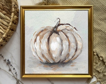 White Pumpkin Art Print Painting Fall Wall Art Autumn Wall Decor Thanksgiving Artwork Helloween Wall Art Farmhouse Wall Decor