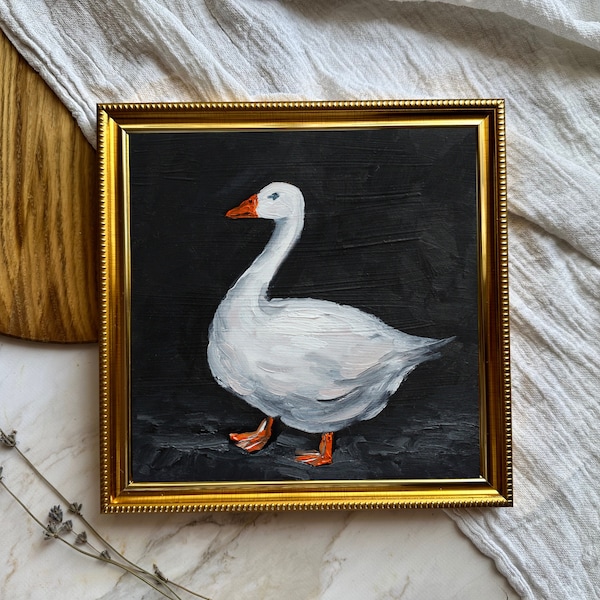 Duck Art Print Painting Bird Art Print Goose Oil Painting Moody Boho Décor Bird Wall Art Handmade Original Oil Painting