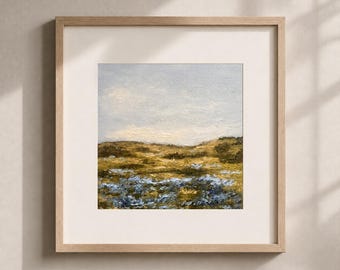 Texas Landscape Oil Painting Original Art Bluebonnets Hill Country Oak Tree Forest  Mountain Artwork