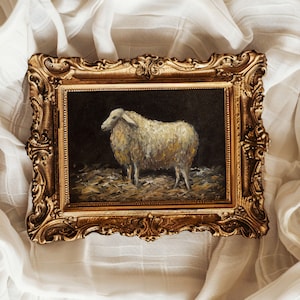 Sheep Painting Print Original Artwork Lamb Painting Moody Boho Décor French Farmhouse Scottish Sheep Art Print Wooly  Blackface Sheep Art
