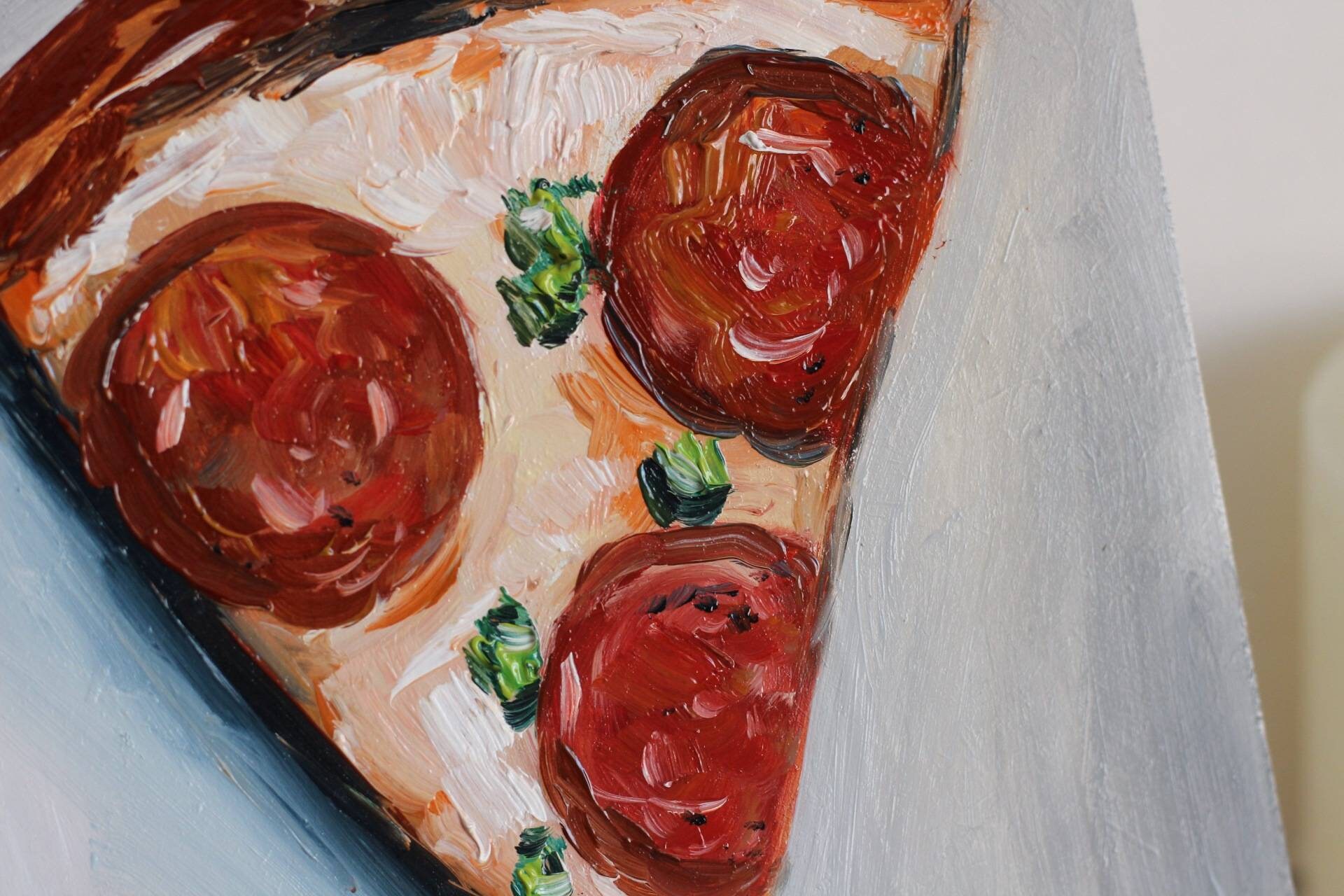Pizza painting original Food painting Oil painting on panel Etsy