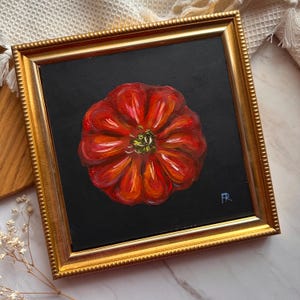 Tomato Oil Painting Oil Original Art. Still Life Fruit Painting Original Small Oil Painting Farmhouse Wall Décor Kitchen Wall Art