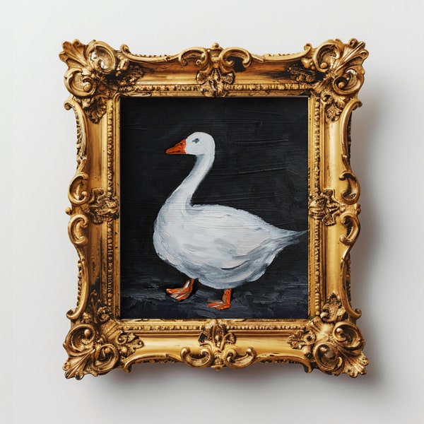 Duck Art Print Painting Bird Art Print Goose Oil Painting Moody Boho Décor Bird Wall Art Handmade Original Oil Painting