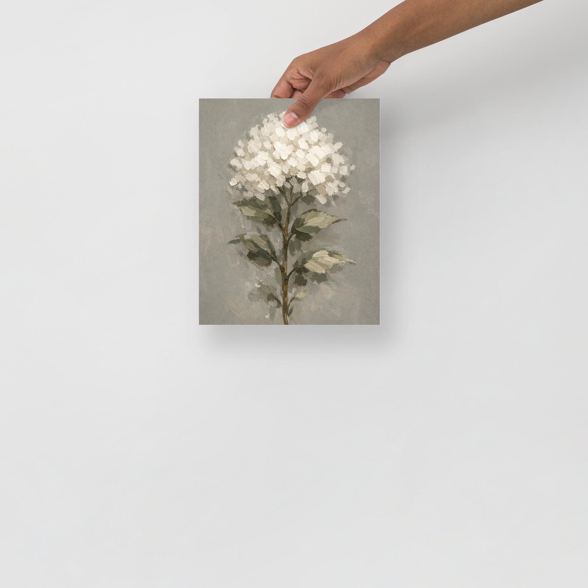 White Hydrangea Oil Painting Print, Neutral Wall Art, Floral Artwork ...