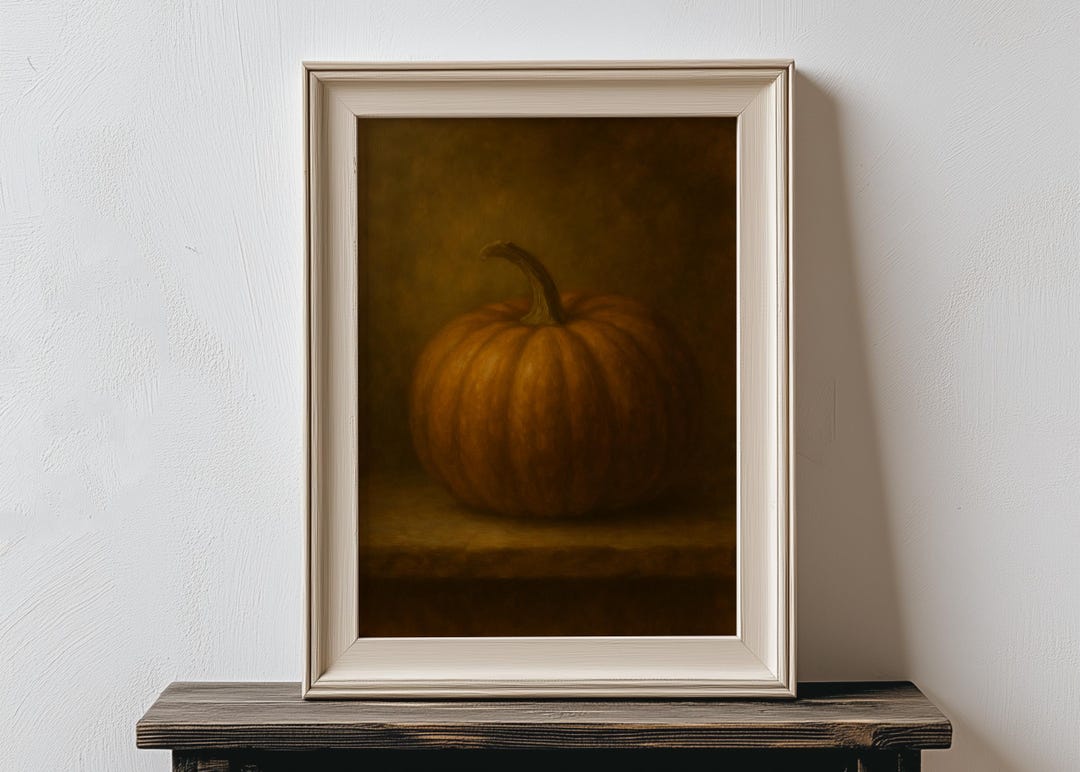 Pumpkin Still Life Oil Painting Original Print Thanksgiving– Moody Fall ...