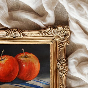 Impression d'art peinture pomme, nature morte, art mural pomme, peinture originale, petite peinture à l'huile, décoration murale de ferme, peinture de fruits. image 6