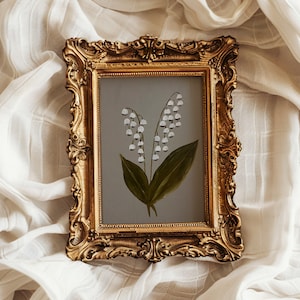 Maiglöckchen Kunst Ölgemälde Original Bauernhaus Wandkunst Rustikale Wohnkultur ländliche Malerei Blumen Kunst Blumen Ölgemälde