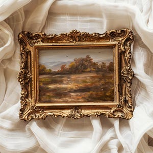Impressão artística de floresta de outono, pintura a óleo, paisagem original de outono, folhas de laranjeira amarela, arte de parede de fazenda, decoração de casa de ação de graças, presente