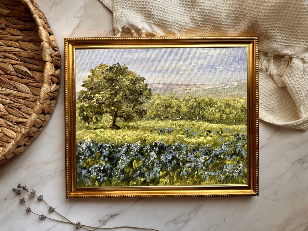 Texas Landscape Art Print Texas Bluebonnet Painting Texas Oil Painting ...