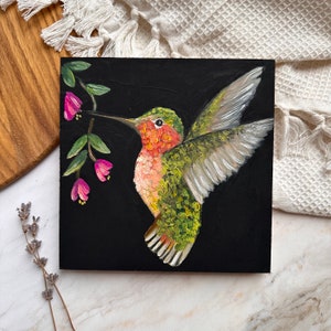 OriginalGemälde Kolibri Ölgemälde Wandkunst Home Dekor Vogelliebhaber Geschenk Kolibri Kunstwerk Tropische Vogelkunst Bild 8