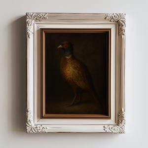 Pheasant Oil Painting Print  – Moody Hunting Wall Art, Rustic Game Bird Decor, Wildlife Artwork for Country Home
