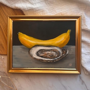 Original Oil Painting Oyster Art Still Life Painting Artwork Sea Food Painting for Kitchen Wall Art Oysters Lover Gift Sea Shell Art