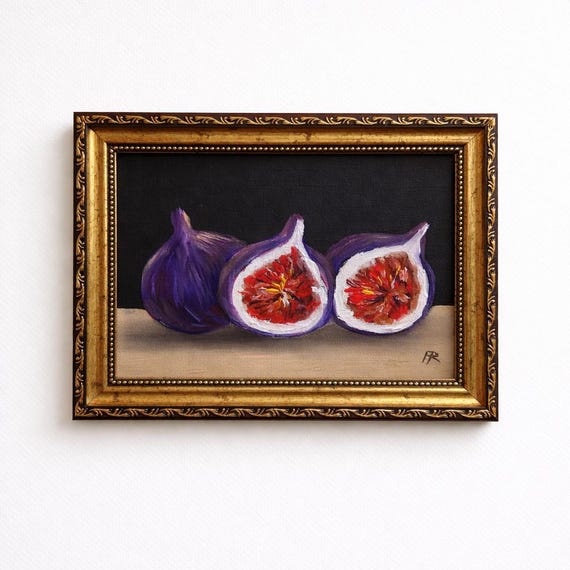 果物 油絵 静物 画 オリジナル油絵 イチジク 静物画 フルーツアート