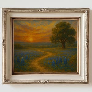 Bluebonnet Art Texas Artwork Art Print Texas Painting Oil Original Landscape Artwork Texas Poster Wall Art Texas Landscape Art