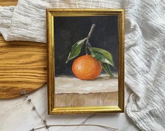 Tangerine Poster. Print of Original Oil Painting. Unframed. Moody Still Life Clementine Oil Painting, Fruit Art