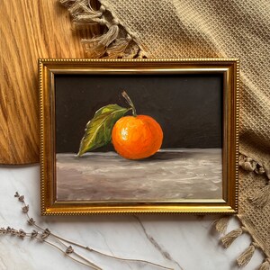 Painting Oil Tangerine Art, Moody Clementine Still Life Oil Painting. Fruit Art. French Farmhouse Décor. Handmade Original Oil Painting