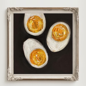 Egg Original Oil Painting Wall Art Print Small Food Still Life Print Food Poster Farmhouse Kitchen Print Still Life Artwork