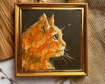 Red Cat Oil Painting Cat Portrait Original Painting Cat Lover Gift Cat Artwork Custom Cat Portrait Painting Cat Face Memorial Animal Art