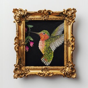 OriginalGemälde Kolibri Ölgemälde Wandkunst Home Dekor Vogelliebhaber Geschenk Kolibri Kunstwerk Tropische Vogelkunst Bild 1