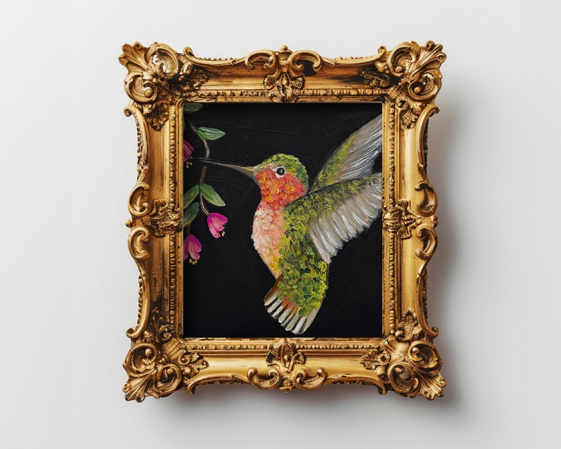 OriginalGemälde Kolibri Ölgemälde Wandkunst Home Dekor Vogelliebhaber Geschenk Kolibri Kunstwerk Tropische Vogelkunst Bild 1