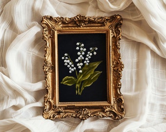 Print Lily of the Valley origineel olieverfschilderij kunstposter bloemenkunstwerk lente witte bloemen humeurig klassiek olieverfschilderij Pasen Home Decor