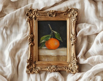 Tangerine Poster. Print of Original Oil Painting. Unframed. Moody Still Life Clementine Oil Painting, Fruit Art