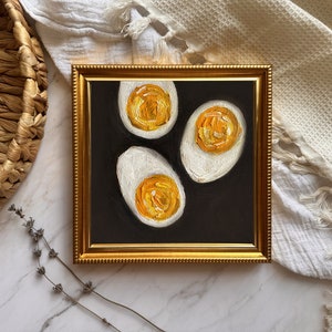 Egg Painting Print Small Oil Painting Original Food Still Life Print Food Poster Farmhouse Kitchen Wall Art Print for Kitchen Art