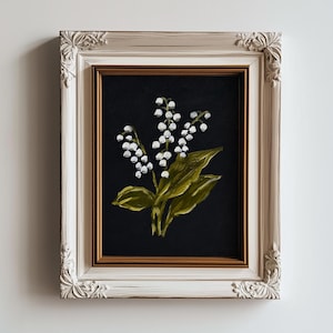 Original Ölgemälde Maiglöckchen Kunst Blumen Kunstwerk Frühling Weiße Blumen Handgemalte Kunst Stimmungsvoller Stillleben Ölgemälde