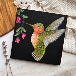 OriginalGemälde Kolibri Ölgemälde Wandkunst Home Dekor Vogelliebhaber Geschenk Kolibri Kunstwerk Tropische Vogelkunst Bild 4