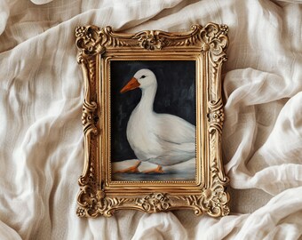 Duck Painting Print Original Oil Painting Goose Artwork Farm Animal Art Bird Oil Painting Duck Print Bird Goose Wall Art