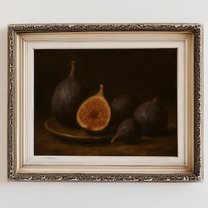 Fig Still Life. Print. Original Oil Painting, Small Artwork Print, French Farmhouse Decor, Moody Boho Style - Handmade Painting