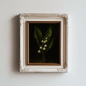 Maiglöckchen Original Ölgemälde Kunst Poster Blumen Kunstwerk Frühling Weiße Blumen Stimmungsvoll Klassisches Ölgemälde Wohnkultur