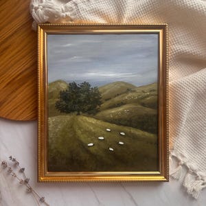 Sheep Painting Original Artwork Lamb Painting Moody Boho Décor French Farmhouse Scottish Sheep Wall Art Wooly Blackface Sheep Art