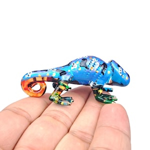 手吹きガラスのトカゲの置物、虹色の爬虫類装飾 - Etsy 日本